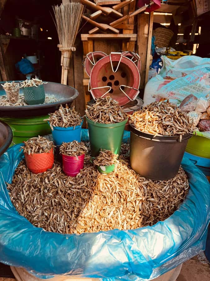 Moshi: Town tour and Local Markets tour - Mbuyuni Market: banana, fish, spice, clothing, and the local dispensary