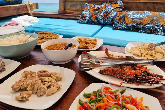 Private/Sharing: Snorkeling with Dolphins Sandbank in Mnemba - The BBQ lunch on board, salty, filling, and timed well