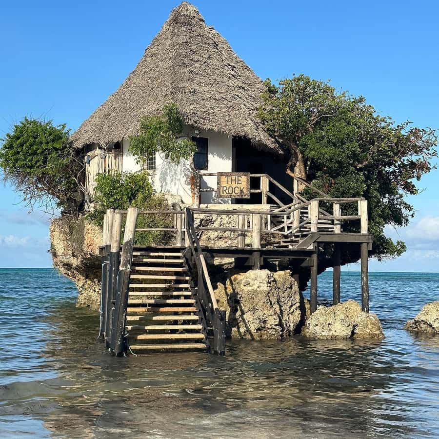 Salam cave turles swimming, paje beach , the Rock Restaurant - Zanzibar Rock Restaurant, dinner with ocean views