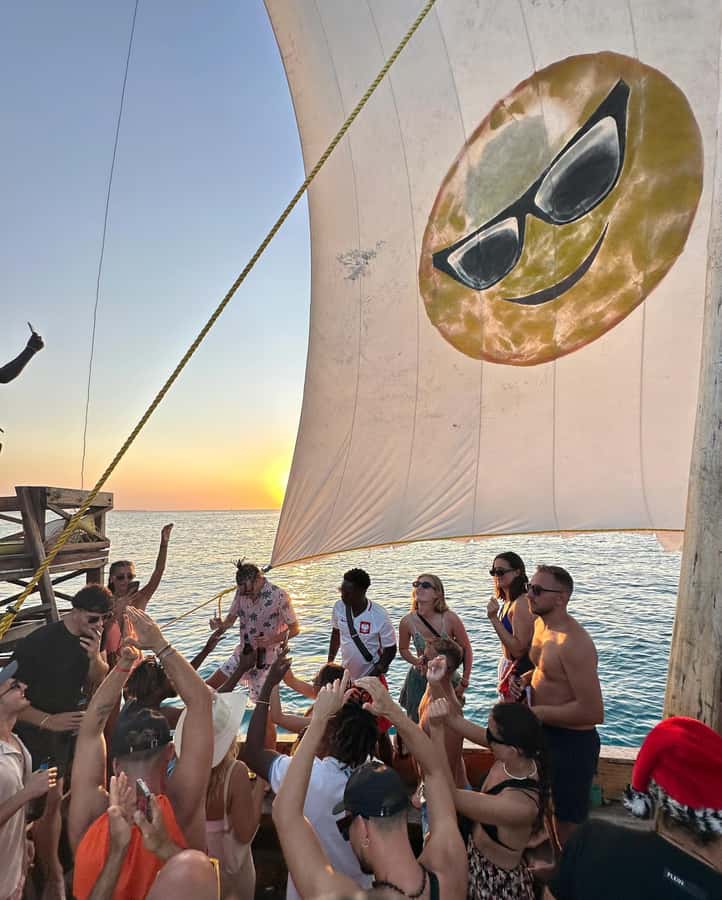 Sunset party cruise in Zanzibar with BoomBoom Boat - Music, MC, and disco lights: fun but not mindless