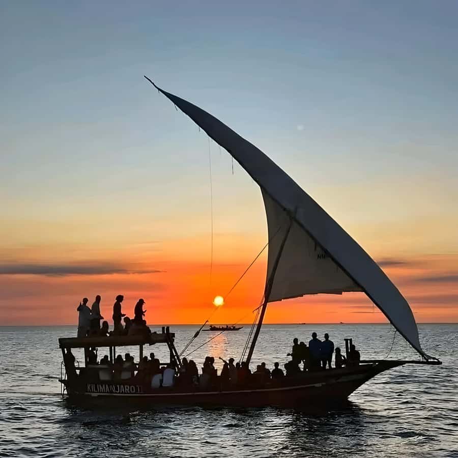 Zanzibar: Nungwi and Kendwa Sunset Dhow Cruise - On the water: the dhow experience, drinks, fruit, and live performance