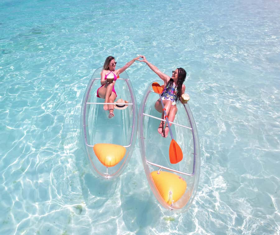 Zanzibar: Transparent Kayak and Drone (with Pickup Included) - Transparent Kayaks Over Coral in Zanzibar’s Clear Water